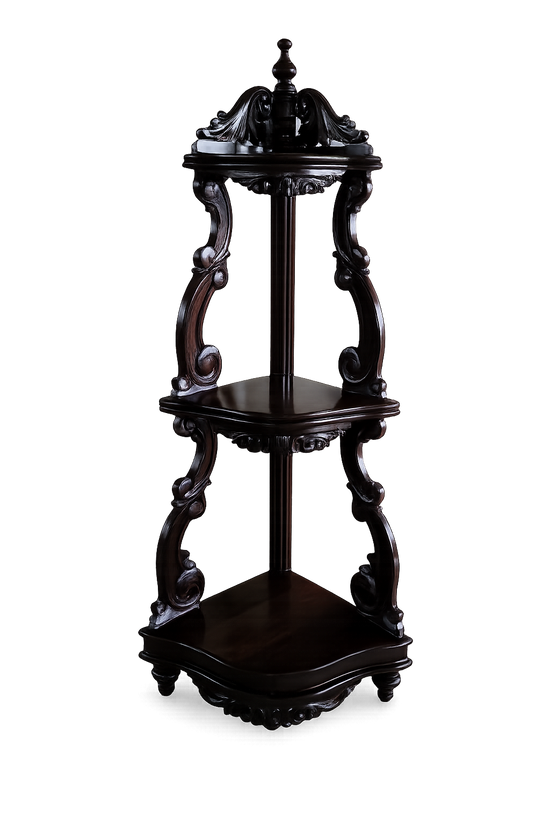 Rose Wood Corner Carving Stand with 3 Step
