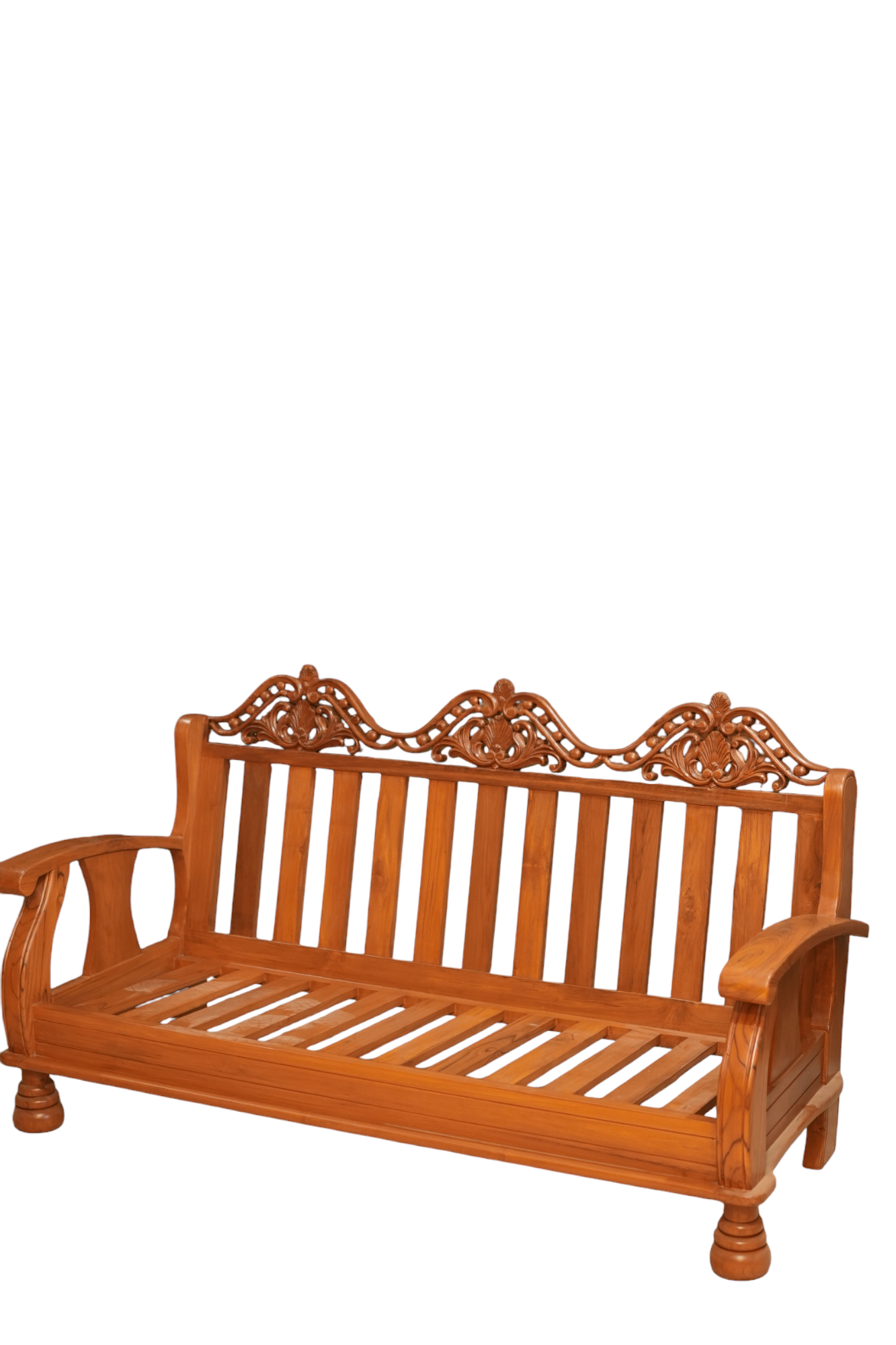 Teakwood Carving 3 Seater Sofa with Cushion