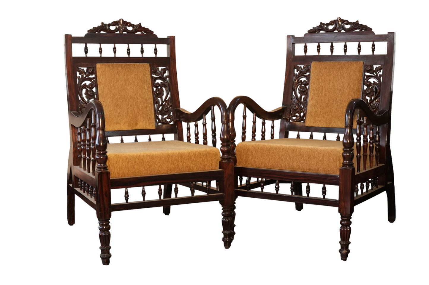 Rose Wood Carving Sofa Set with Fixed Cushion