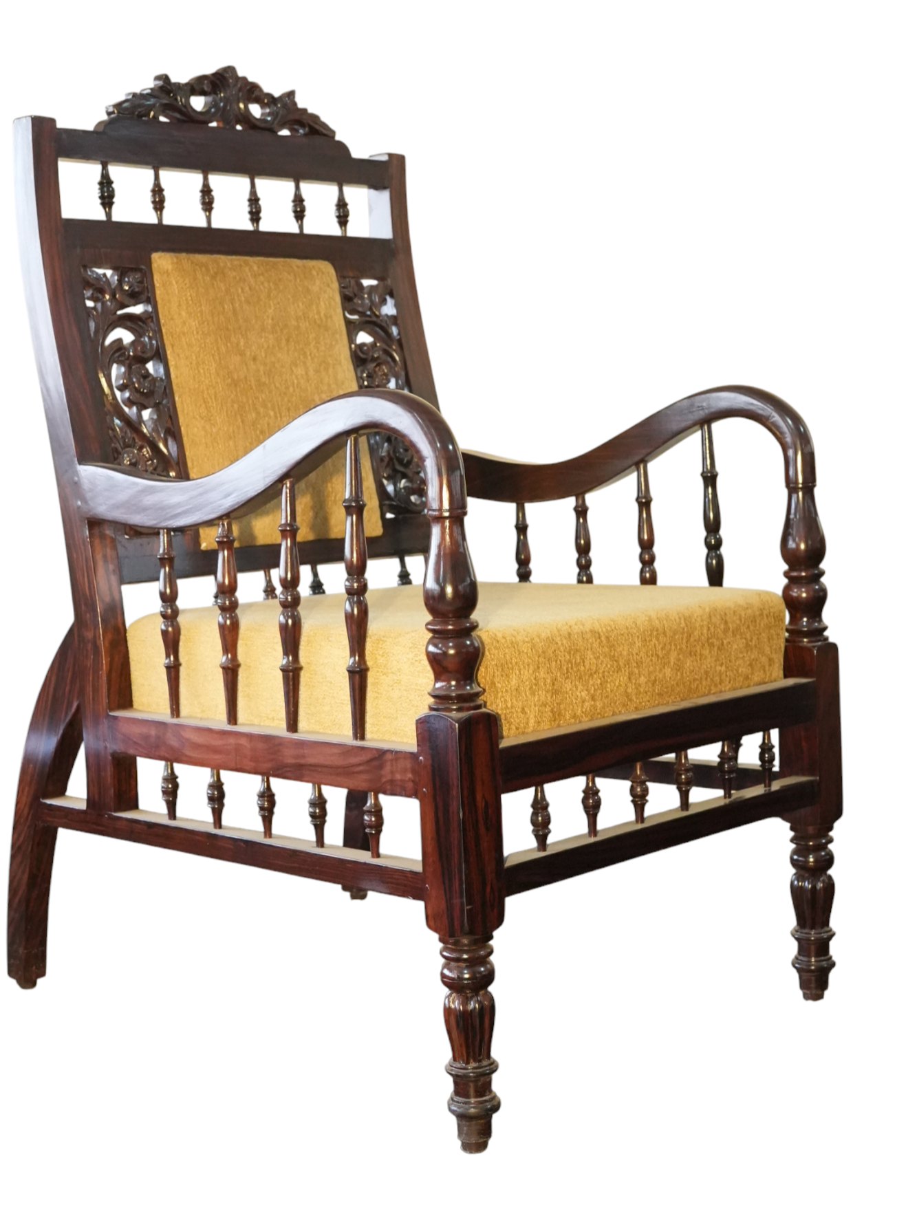 Rose Wood Carving Sofa Set with Fixed Cushion