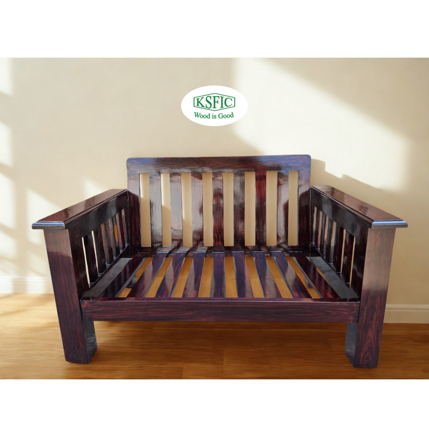 Rose Wood Sofa with Removeable Cushion 2 Seater