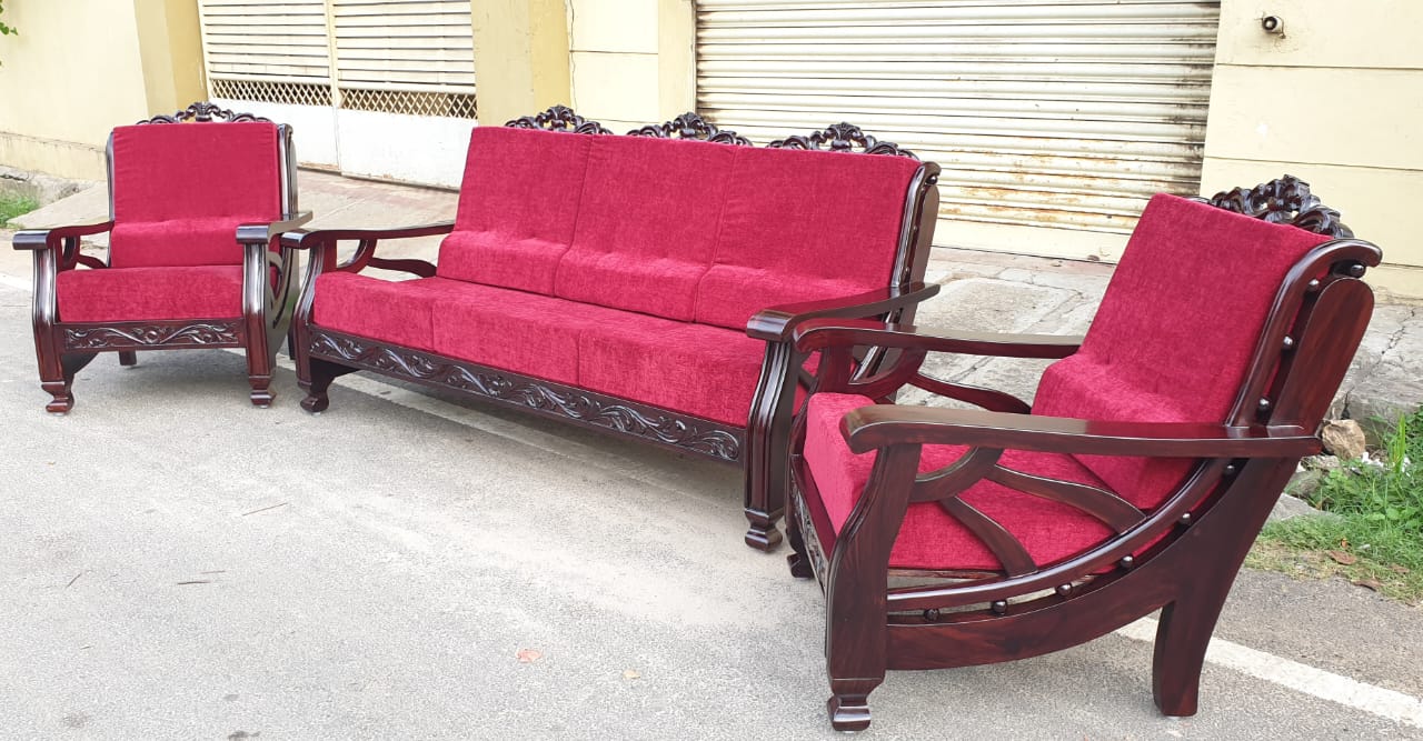 Rosewood Sofa Set with cushion 3+1+1