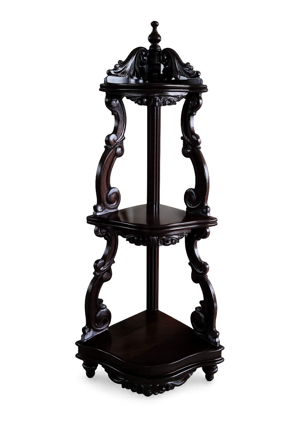 Rose Wood Corner Carving Stand with 3 Step