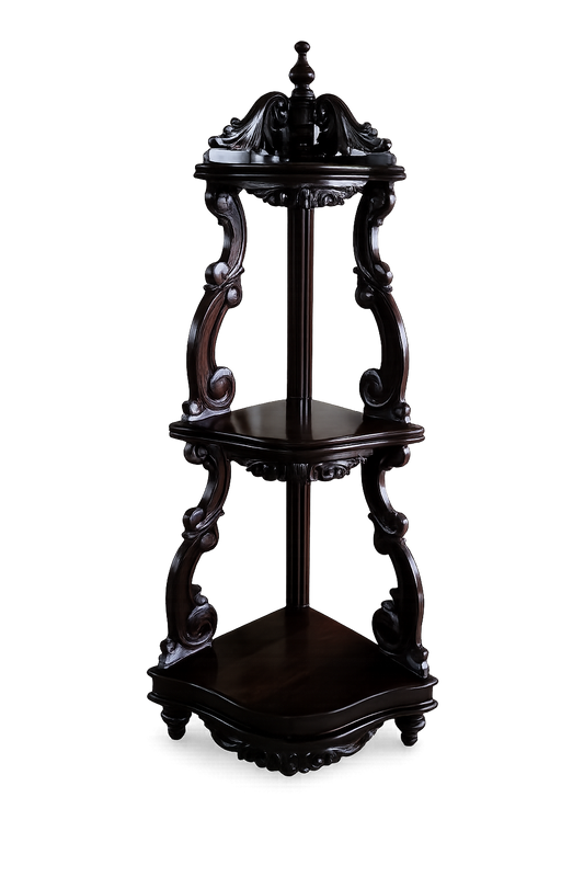 Rose Wood Corner Carving Stand with 3 Step