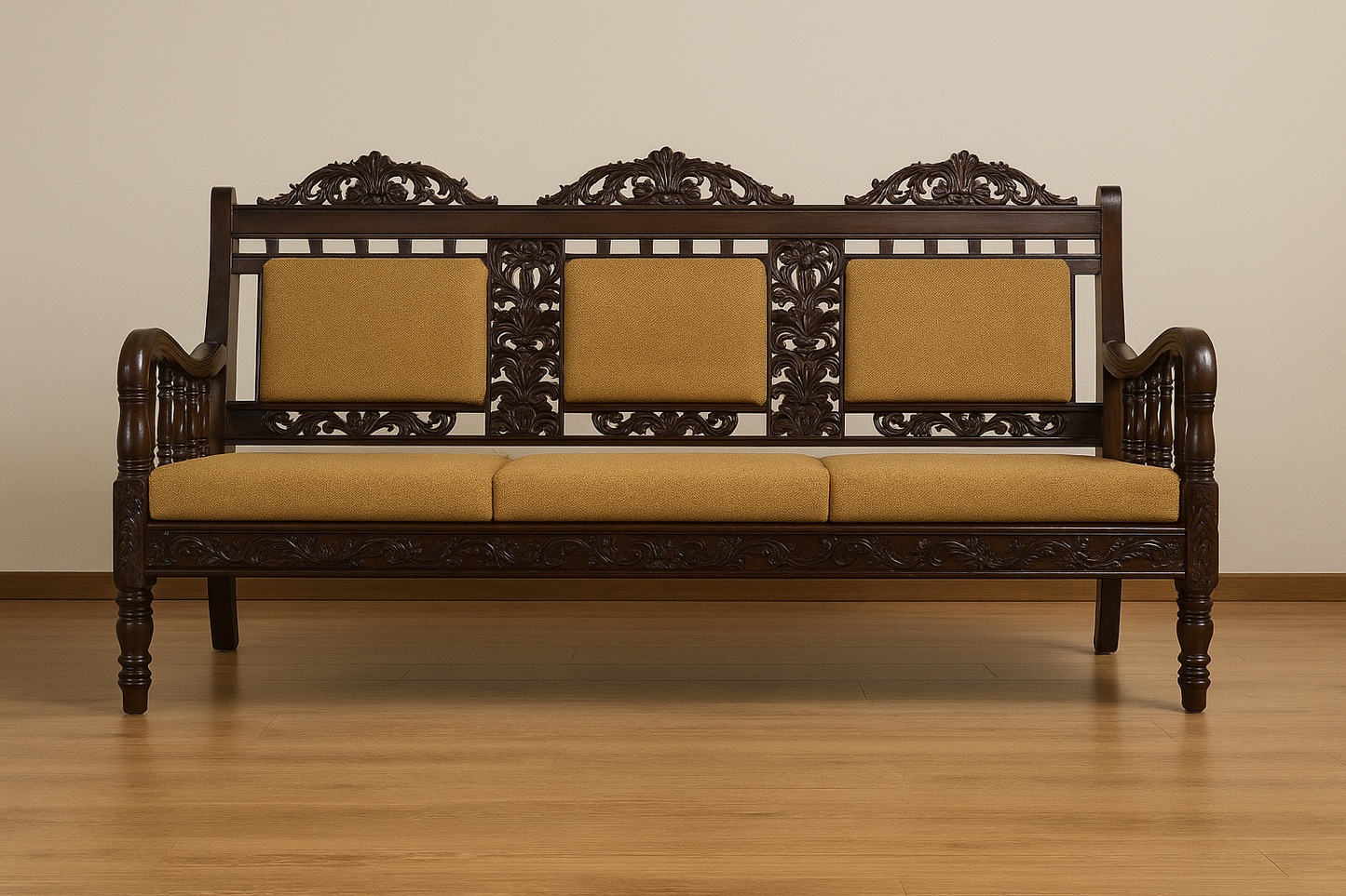 Rose Wood Carving Sofa Set with Fixed Cushion