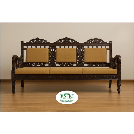 Rose Wood Carving Sofa Set with Fixed Cushion
