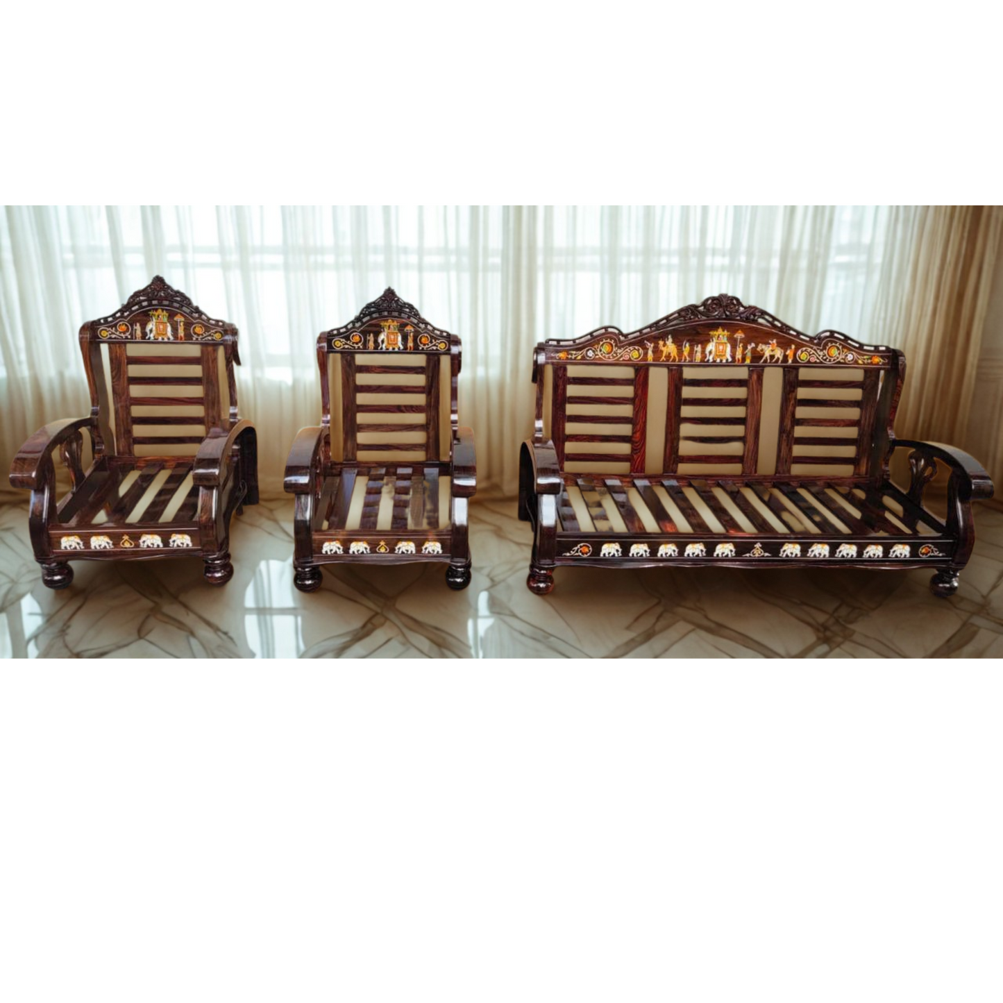 Rosewood Sofa Set with cushion 3+1+1